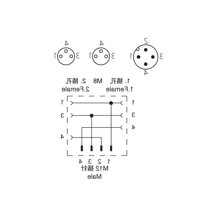 M12 4Pin male /2M8 3Pin female, Y-connector, 643301